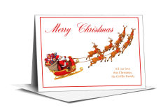Christmas Santa and His Reindeer Flying Cards 7.875